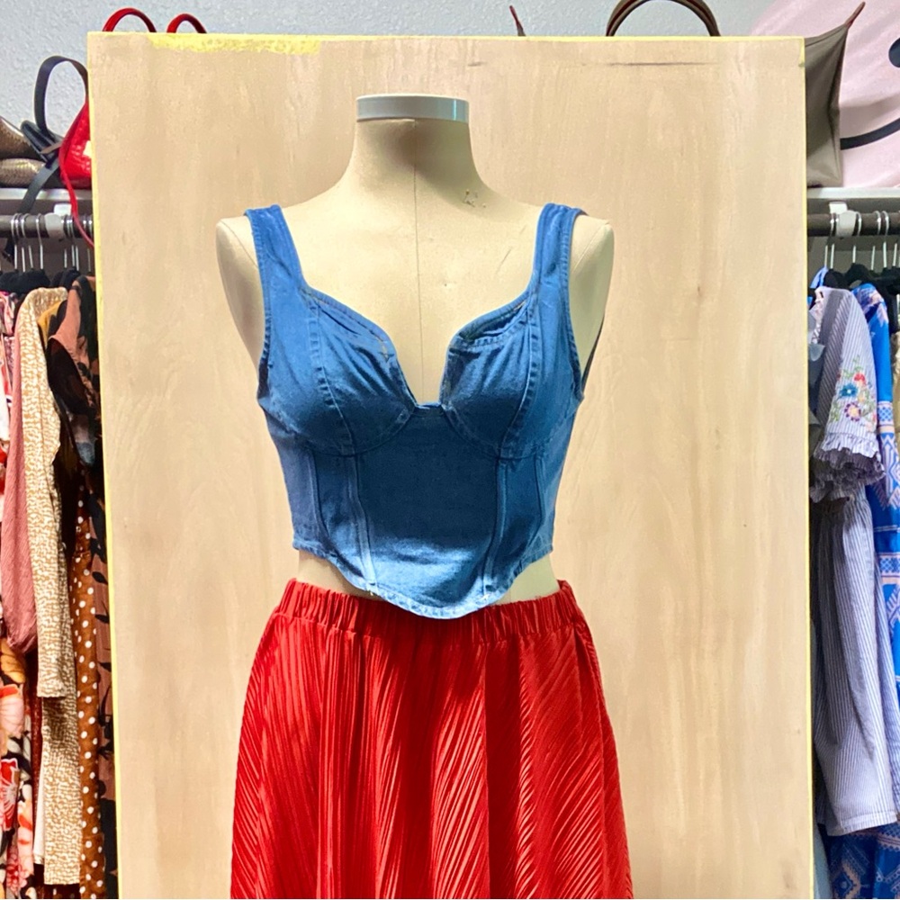 Blue Denim Women's Corset Top